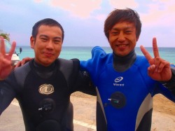 沖縄ダイビング　崎本部　ゴリラチョップにて